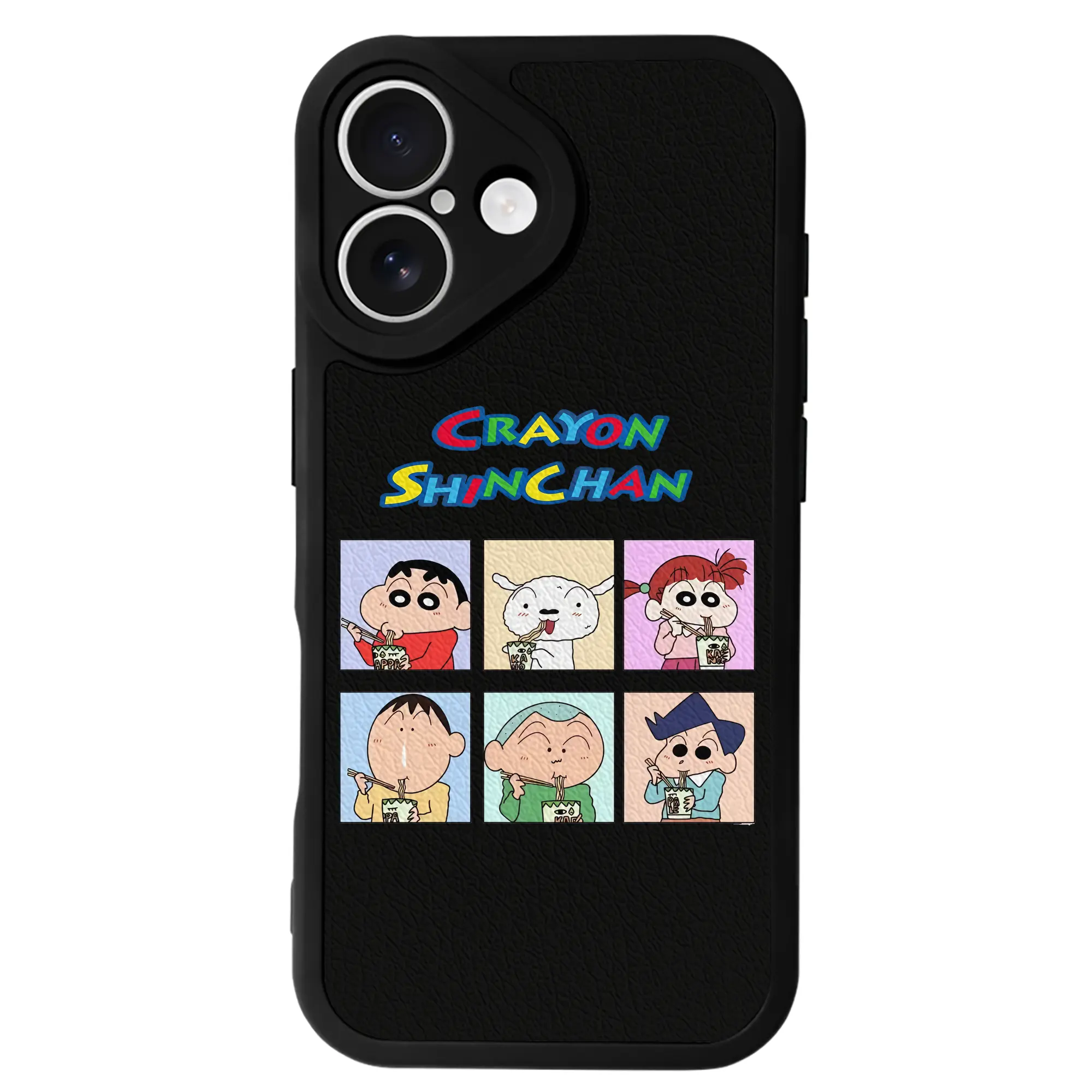 クレヨンしんちゃん グッズ 野原 しんのすけ - IPhone 16シリーズ対応 ・ シリコンスマホケース ・ レザー調 ・ 高精度フィット ・ 耐衝撃 ・ ワイヤレス充電対応 ・ 精密カット